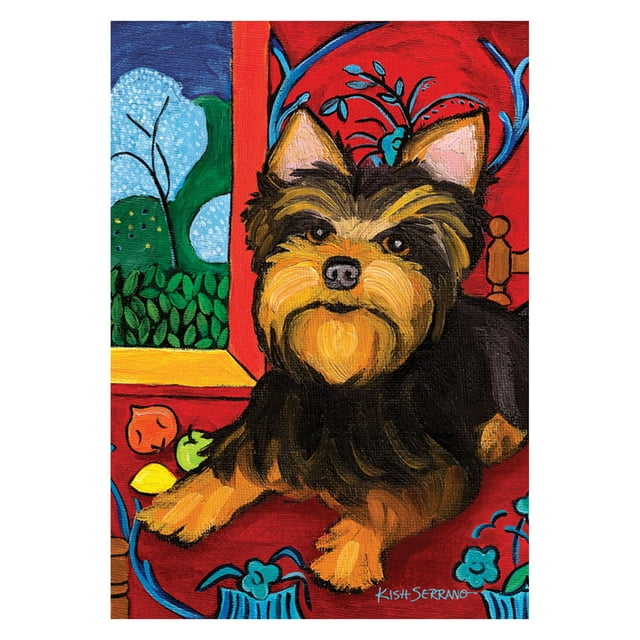 Toland Home Garden Mitisse Yorkie 28 x 40 Pouces Portrait Décoratif de Chiot Design Drapeau de Maison