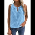 thumbnail image 2 of Camisola Informal con Bordado de Ojales para Mujer, Holgada, Sin Mangas, Cómoda y para Verano. Azul M, 2 of 9