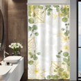 thumbnail image 1 of Gold Green Tropical Floral Shower Curtain Small Stall 36Wx72H Inch Green Plant Leaves Flower Spring Shower Curtain Set Waterproof Polyester Fabric with 12Hooks, 1 of 6