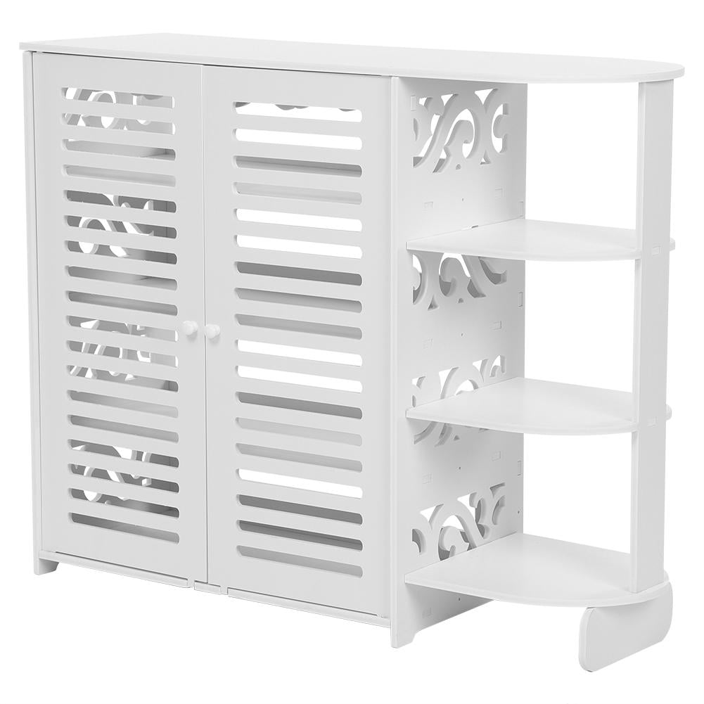 HERCHR Storage Rack, White Wooden Shoe Storage Rack Organizer