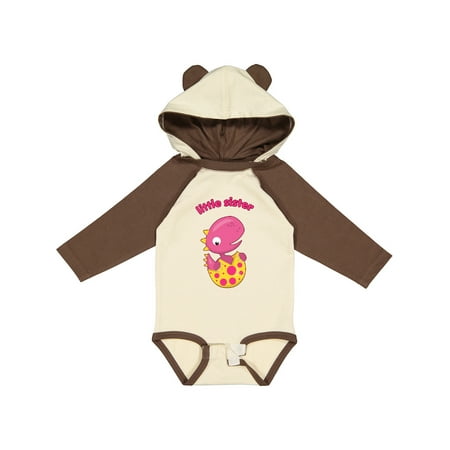 

Inktastic Little Sister-dino Gift Baby Girl Long Sleeve Bodysuit