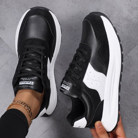 Sneakers for Women Genuine Leather Suede Patchwork Casual Lace Up Non-Slip Walking Shoes Comfortable Tennis Running Shoes Womens Fashion Sneakers