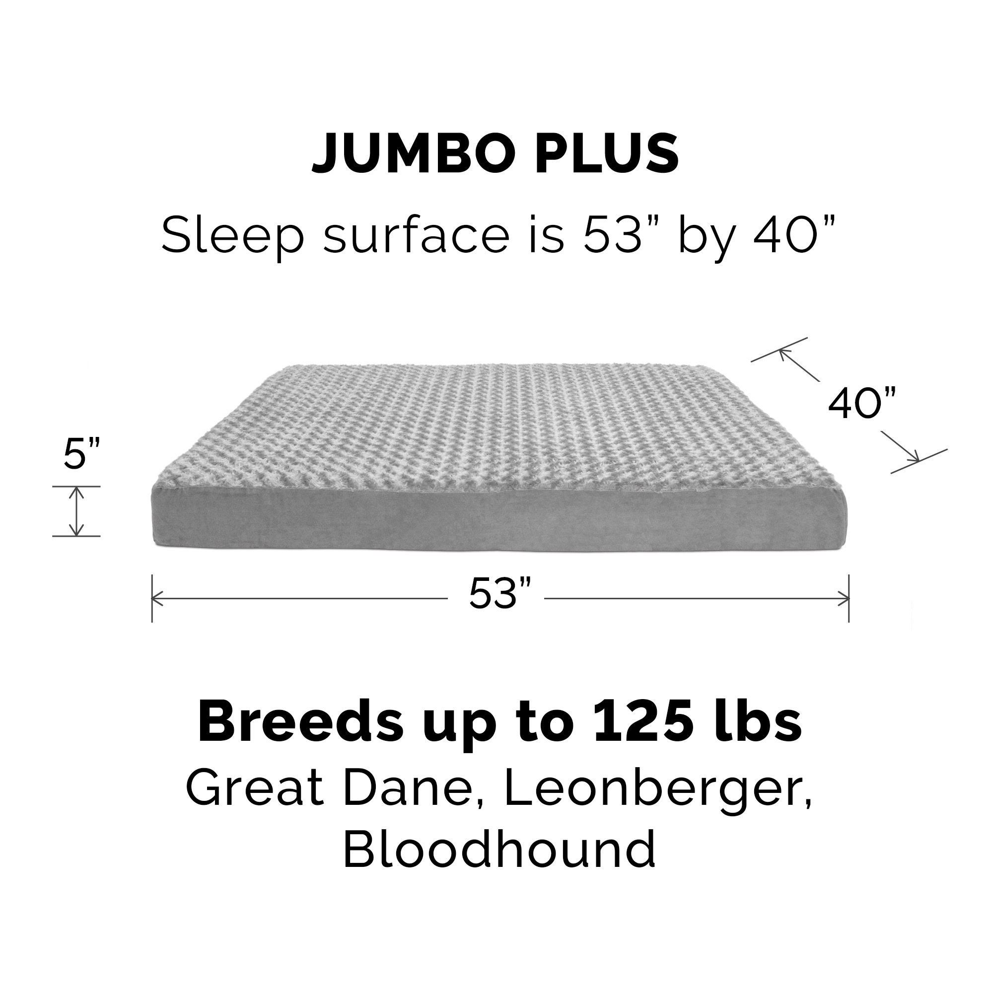 FurHaven, Ultra Plush DLX Memory Top Mat, Jumbo Plus, Gray, 1 Count