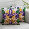 thumbnail image 2 of Nawypu Mardi Gras Lumbar Pillow Covers Masquerade Mask Fleur De Lis Couch Pillow Cases Yellow Purple Green Throw Pillows Happy Mardi Gras Holiday Party Decor For Sofa Home Decorations 2pc, 2 of 6