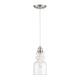 thumbnail image 1 of Meridian M70018BN 1 Light Mini Pendant - Clear Glass Shade with Brushed Nickel, 1 of 1