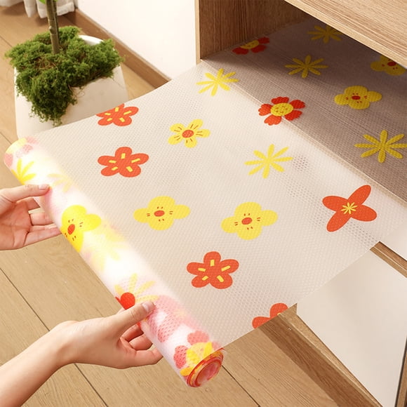 Protectores para Refrigerador, Tapetes para Estantes, Forro para Cajones con Diseño Floral para Gabinetes de Cocina | Sin Adhesivo, Antideslizante, Fácil de Limpiar, Impermeable | Plástico Multicolor