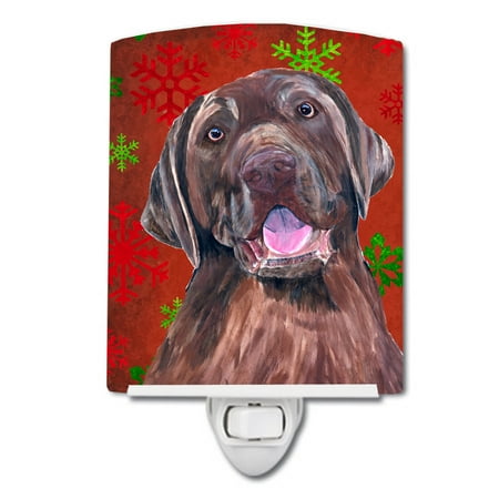 

Caroline s Treasures SC9424CNL Labrador Red and Green Snowflakes Holiday Christmas Ceramic Night Light 6x4x3