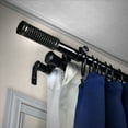 thumbnail image 2 of Contemporary Home Living 90.5" Black Solid Contemporary Triple Curtain Rod, 2 of 2