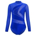 thumbnail image 4 of Haitryli Kids Girls Gymnastics Leotard Tumbling Dance Sparkly Active Biketard Long Sleeve Unitard One Piece Blue 16, 4 of 7
