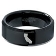 thumbnail image 2 of Tungsten California The Golden State Band Ring 8mm Men Women Comfort Fit Black Beveled Edge Polished, 2 of 4