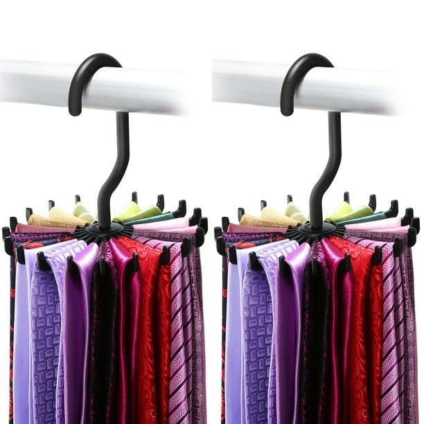 IPOW Revolving Tie Rack 2 Pack Scarf Hanger Adjustable Twirl Tie Rack