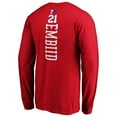 thumbnail image 3 of Men's Joel Embiid Red Philadelphia 76ers Playmaker Name & Number Long Sleeve T-Shirt, 3 of 3