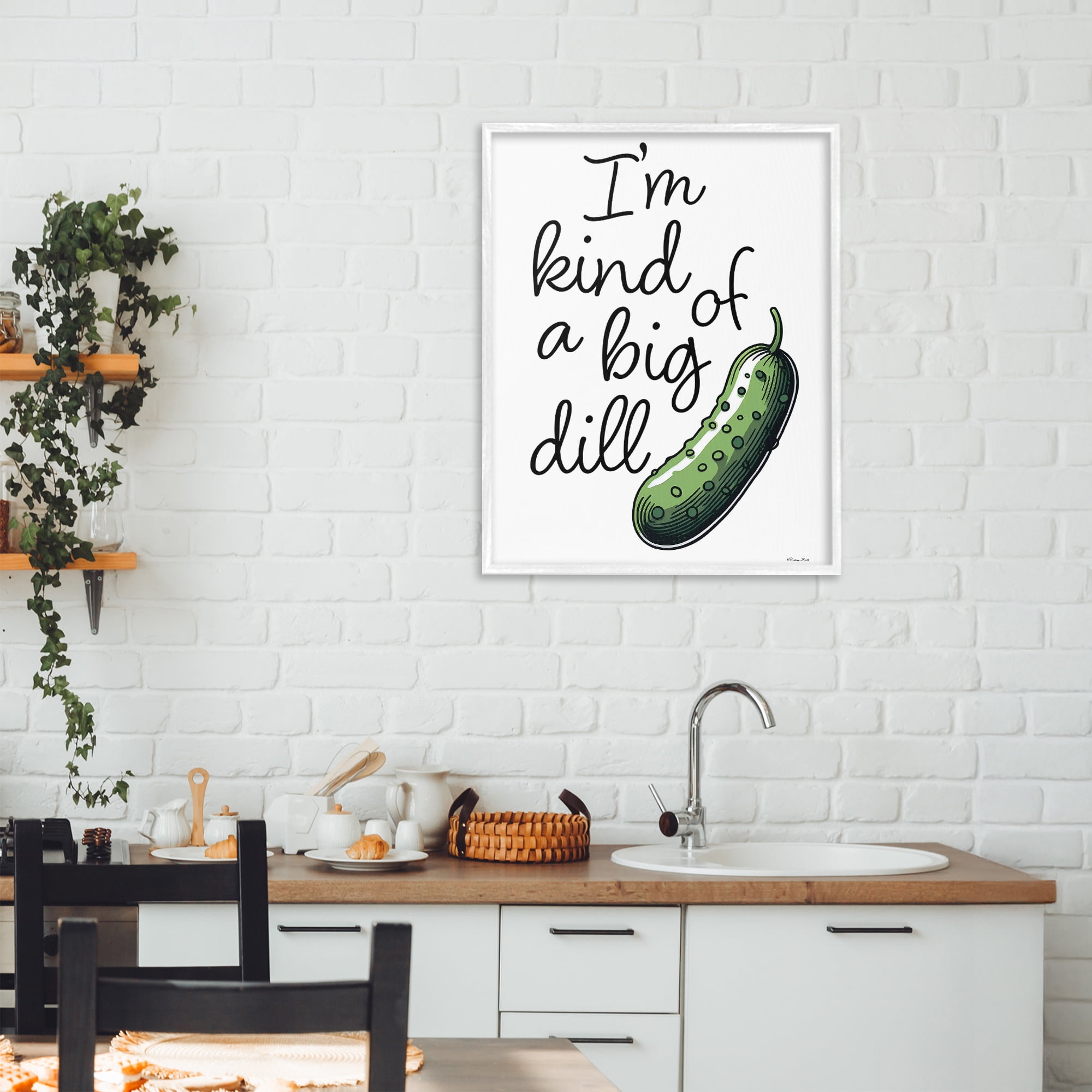 Stupell Industries Kind Of A Big Dill Pickle White Framed Giclee Art, design by Susan Ball