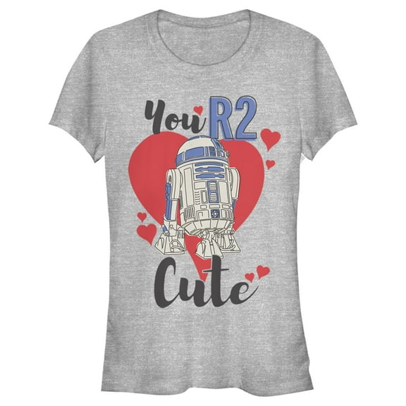 Junior's Star Wars Valentine's Day You R2 Cute  Graphic Tee Athletic Heather Large