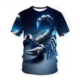 thumbnail image 4 of Men's short-sleeved T-shirt, dark blue futuristic mechanical scorpion print, two styles for daily leisure and gaming activities, 4 of 5