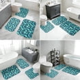 thumbnail image 5 of Paisley and Floral Blue Pattern Bathroom Rug Set 3 Piece,Non-Slip Bath Mat Set with U-Shaped Contour and Runner Soft Absorbent Washable, 5 of 5