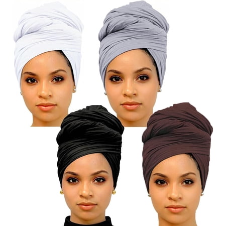 Head Wraps for Black Women Stretch Head Scarf Long African Hair Wraps Turban Headwraps Jersey Headbands