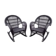 thumbnail image 1 of Jeco Resin Wicker Outdoor Patio Rocker Chair Set in Espresso (Set of 4), 1 of 2