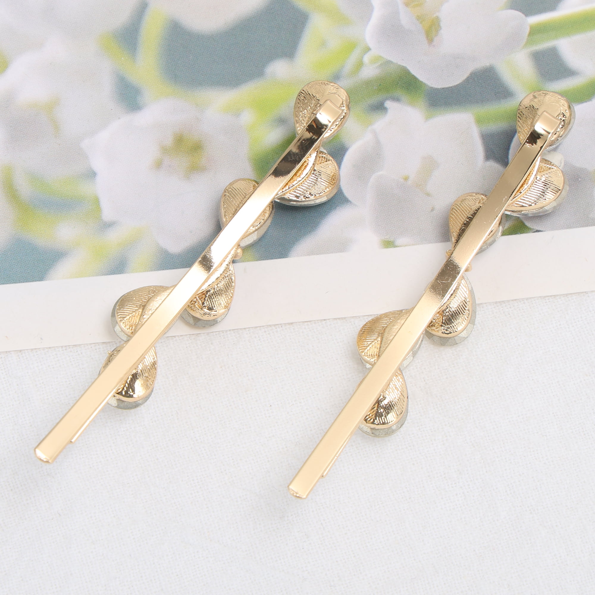 Unique Bargains 2Pcs Faux Crystal Bobby Pin Fashionable Hair Styling White