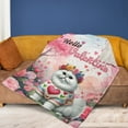 thumbnail image 4 of Hello Valentine’s Day Persian Flower Crown Romantic Pink Floral Cozy Fleece Blanket Cat Lover Kitten Owner Gifts Warm Soft Throw Blanket - 00031, 4 of 5