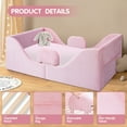 thumbnail image 5 of Toddler Bed, Toddler Floor Bed – Low-to-Ground Design with Detachable Guard Rails, Soft Upholstered Transition Bed, Standard Crib Size for kids Ages 1–6 (Pink), 5 of 9