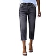 thumbnail image 3 of Women's Cropped Pants, Soft Fabric Slim Fit High Waisted Hem with Pocket, Fashionable Casual Trousers, Lounge Beach Outdoor, Capri Pants for Women | UKHCCC,Gray L, 3 of 8