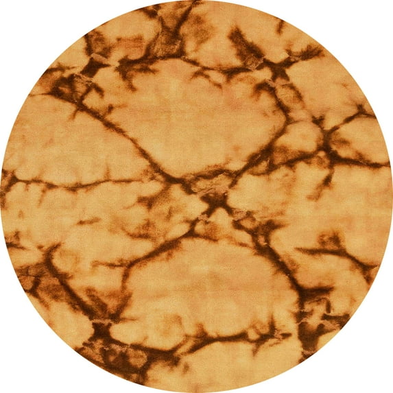 Ahgly Company Indoor Round Abstract Orange Red Abstract Area Rugs, 3' Round