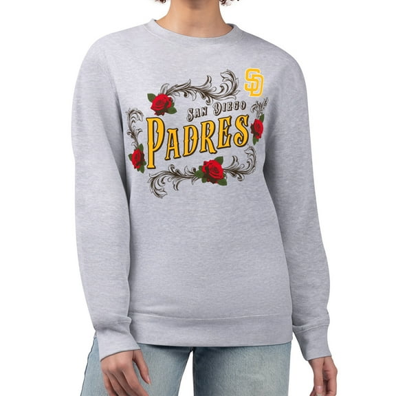 Women's G-III 4Her by Carl Banks Gray San Diego Padres Retro Roses Fleece Pullover Sweatshirt