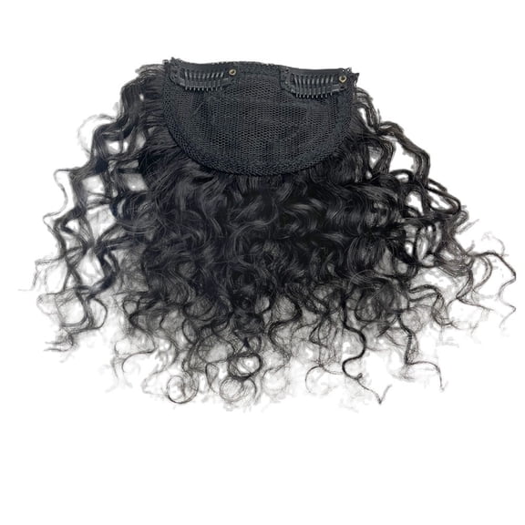 Curly Clip In Bangs for Black Women Brazilian Human Hair Extensions Short