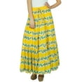 thumbnail image 1 of Bimba Long Flaired Cotton Skirt Boho Style Maxi Elastic Waist Bottoms, 1 of 6