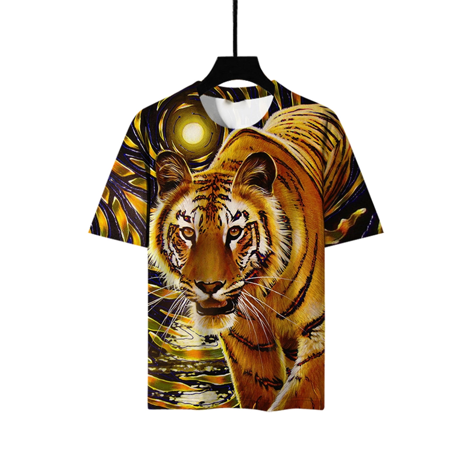 Men's Graphic T-Shirt 3D Tiger Animal Printed Short Sleeve