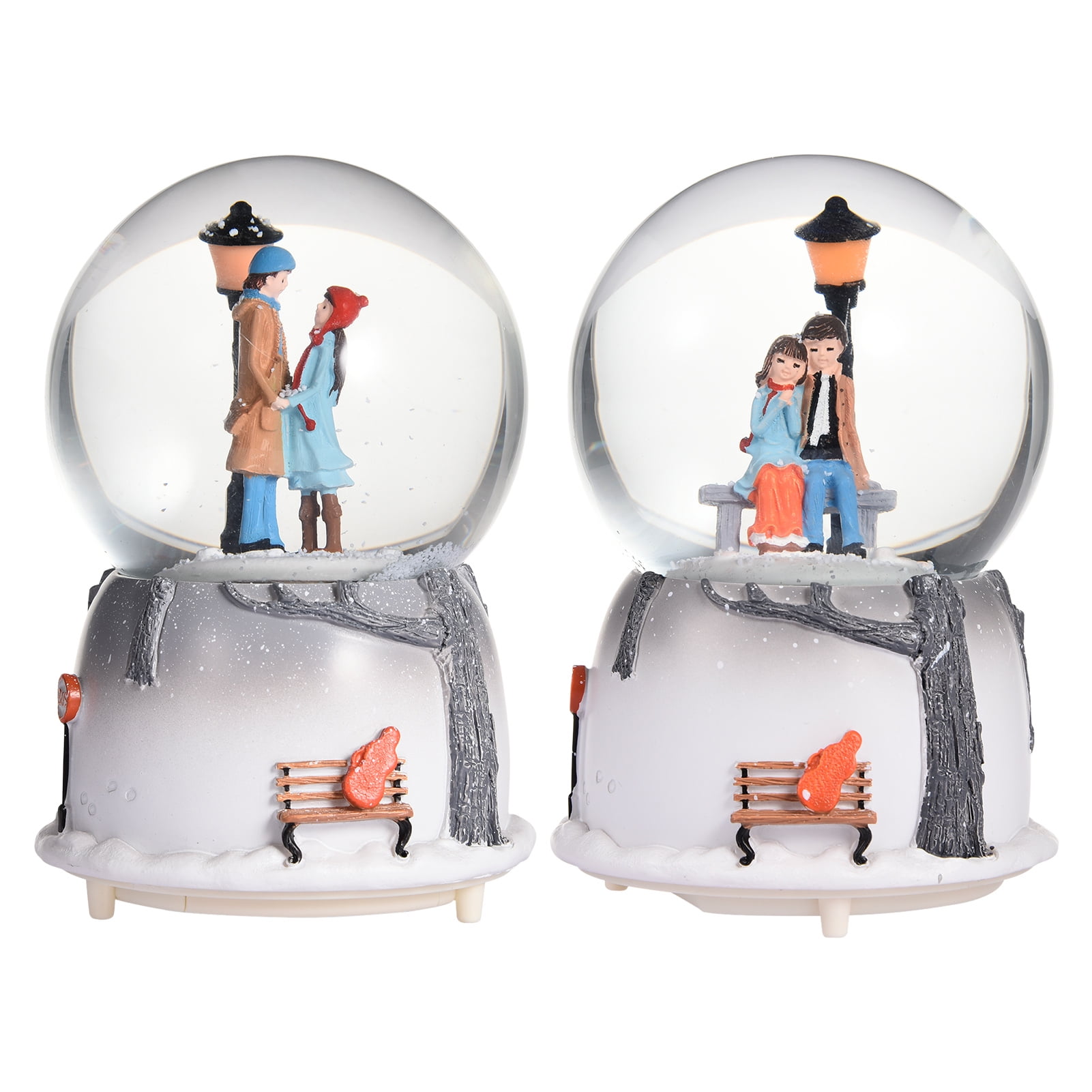 Romantic Couple With Lights Crystal Ball Music Box Creative Crafts