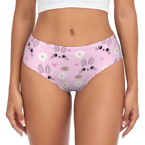 Fotbe Rabbit Face Calzones Estampados para Mujer – Ropa Interior de Algodón, Cómoda, Suave y Elástica-3X-Large