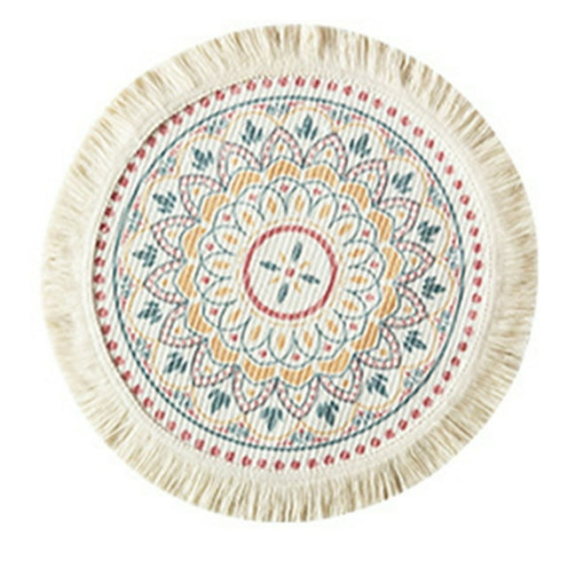 Oubit Tassels Placemat,Placemat Cotton Polyester Round Heat Insulation Coaster Pot Mat Achieve More