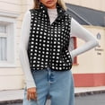 thumbnail image 5 of Breezora Women's Checkered Waistcoat Plush Zip Up Sleeveless Jacket Cozy Winter Casual Outerwear for Daily Wear L Size Black, 5 of 7
