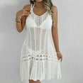 thumbnail image 5 of Nfurl Women's Beach Cover up Dresses Elegant Hollow Out Sleeveless Swimsuit Coverups Casual Summer Vacation Swimwear Crochet Cover ups White L, 5 of 8