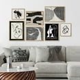thumbnail image 3 of PixonSign Framed Canvas Print Wall Art Set - Black & White Picasso Style Poster Modern Art - Gallery Set of 7 Minimal Abstract Faces & Lines Digital Art Wall Décor for Home - Natural, 3 of 5