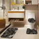 thumbnail image 3 of Juego de cortina de ducha de mármol con tapa de inodoro y alfombras antideslizantes para baño, juego de 4 cortinas de ducha de mármol negro y dorado, juego de baño de arte antiguo abstracto moderno, 3 of 7