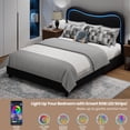 thumbnail image 4 of Kicctian Queen size Boucle Bed Frame with LED Headboard & 2 Storage Drawers - Upholstered Platform, Solid Wood Slats,Black, 4 of 4