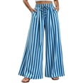 thumbnail image 3 of IMENGL Wide Leg Pants for Women Loose Summer Striped Straight Elastic Waist Trousers Soft Women's Casual Cropped Pant,M-XXL, 3 of 7