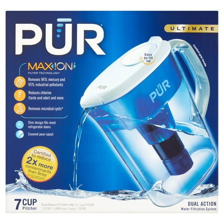 PUR 7 Cup Water Pitcher Filtration System White/Blue PPT700W