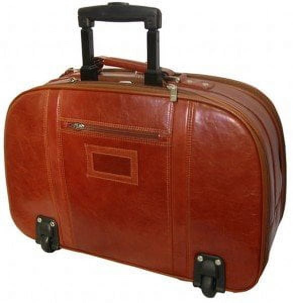 K-Cliffs Genuine Leather Rolling Briefcase Travel Luggage Laptop Bag, Brown Unisex