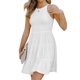 thumbnail image 2 of VISgogo Vestido Casual para Mujer, Cuello Redondo Sin Mangas Color Sólido Jersey Fruncido Línea A Mini Vestidos VISgogo moda, 2 of 9