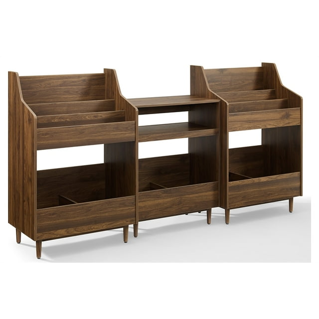 Crosley Furniture Liam Ensemble de Rangement et Support pour Tourne-Disque en Bois, 3 Pcs - Noyer