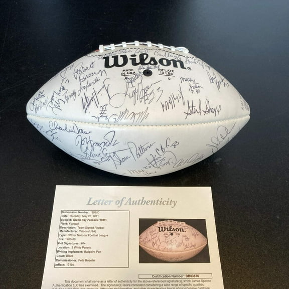 1989 Green Bay Packers Team Signed Wilson NFL Football 40  Sigs JSA COA