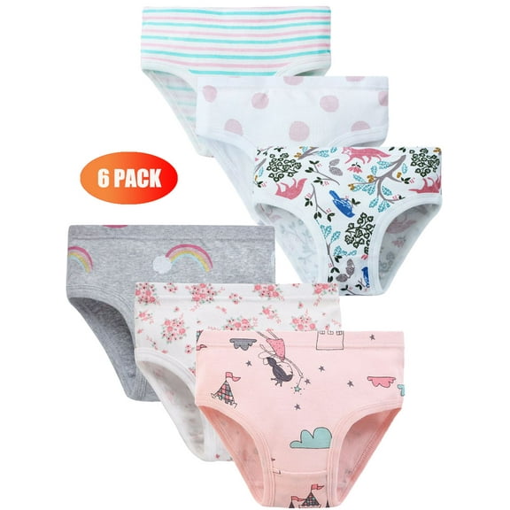 GYRATEDREAM 2-12T Girls Soft Cotton Underwear Little Girls' Briefs Toddler Undies 3-6 Pack