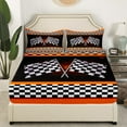 thumbnail image 3 of Erosebridal Racing Flag Sheet Set Full, Checkered Bedding Sets Full Size, Neon Geometry Decor 4-Piece, 3 of 7