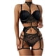 thumbnail image 1 of Conjunto de lencería con bordado de encaje con tiras y bralette de color sólido sexy para mujer Fridja nalpqowj10377, 1 of 6