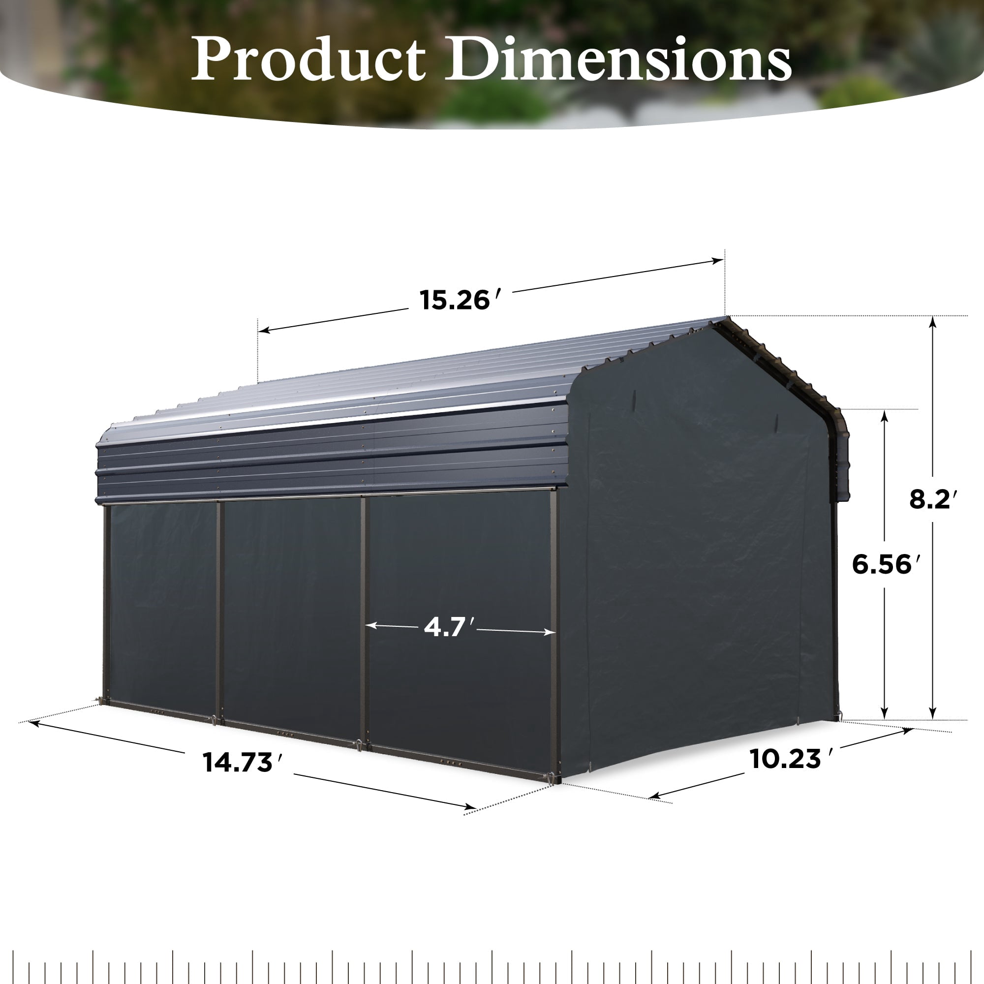 Alpha Joy 10' x 15' Heavy Duty Galvanized Steel Carport with Side Walls Multi-Purpose Storage Shelter