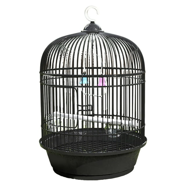 European Style Round Bird Cage with Handrail Portable Metal Travel Home for Small Parrots Lovebirds and Conures